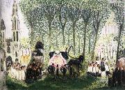 Nils von Dardel Funeral in Senlis oil on canvas